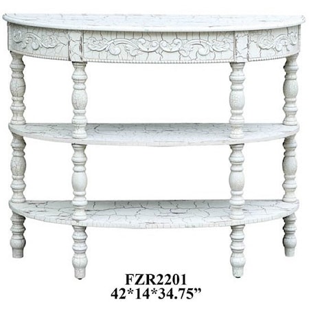 Genevieve Antique Crackled White Demilune Co